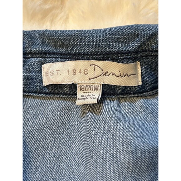 E.S.T. Denim 1946 Shacket For Women With Plaid Detail 18/20W - Picture 7 of 11